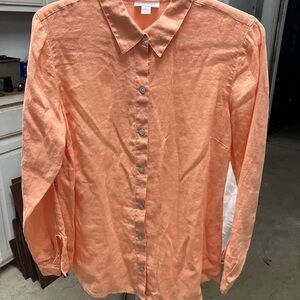 Women’s J. Jill 100% Linen Shirt in Warm Orange